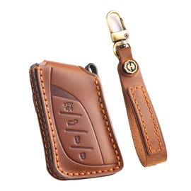 TECART Leather Car Key Case Fits Lexus UX200 UX250H ES200 ES350 LS500 3 Button Brown