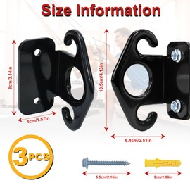 3 Pack Wall Mount Workout Anchor for Resistance Bands Heavy Duty Workout Hooks No Weld Gym Anchors Resistance Band Wall Anchors Resistance Training Kit for Strength Training Yoga(Black)