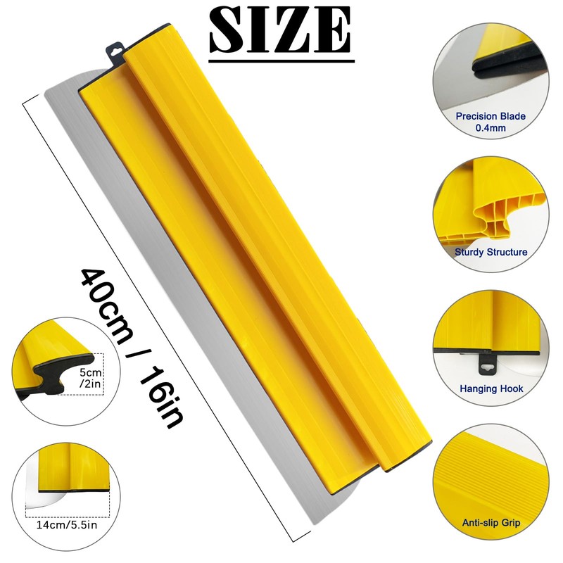 YLTOLOO 16 Inch Drywall Skimming Blade, Precision 0.4mm Stainless Steel