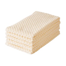 Samarkan Towel, Face Towels, Vanilla, Set of 5, Dramatically Less Fluffing, Absorbent and Uneven Pattern, 13.4 x 33.5 inches (34 x 85 cm), Approx. 4.3 oz (110 g), 100% Cotton (Vanilla)