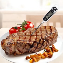 NTEK Digital Kitchen Thermometer – Instant Read Waterproof Meat Thermometer with LCD Display, High Accuracy, Auto-Off, °F/°C Button for Cooking, Meat, BBQ, Grill, Hot Beverages & Jam