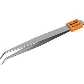 TRUSCO TSPC-28 Stainless Steel Tweezers with Opening and Closing Cap, Curved Tip, TSPC-28