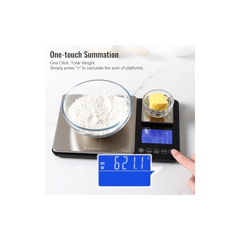 KitchenTour Digital Food Scale for Kitchen, 0.001oz/33lb Dual Platform Precision