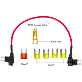 TIPM Bypass Cable, Fuse Holder Fuse Adapter,Repair Fuel Pump Relay Bypass Cable Compatible with Dodge Ram 1500 2500 3500 Jeep Chrysler VW 2007-2016, 14AWG Wire/20AMPs Replace CBWPR091AA