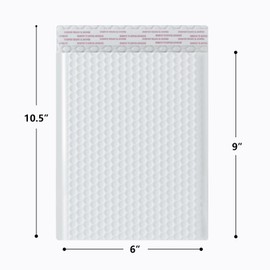 6x9 Inch Bubble Mailers 100 Pack, Waterproof Padded Envelopes with Strong Self-Seal Adhesive, Cushioning Shipping Bags with Bright Color for Small Business - White