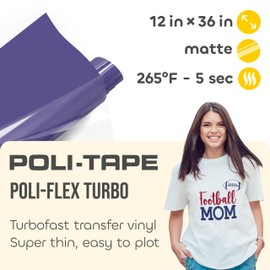 Poli-Flex® Turbo – Purple Matte Heat Transfer Vinyl (HTV) – 12" x 36 in for T-Shirts, Iron - On Vinyl, Easy to Cut & Weed - Extra Durable