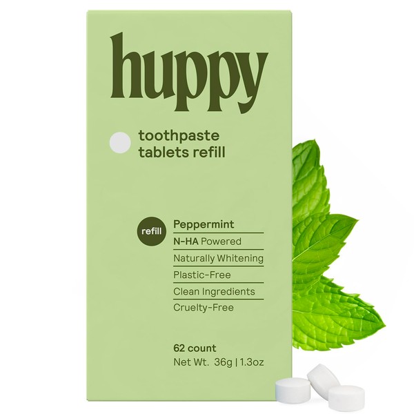 HUPPY Toothpaste Tablets, Nano Hydroxyapatite Toothpaste - Natural Whitening, Fluoride