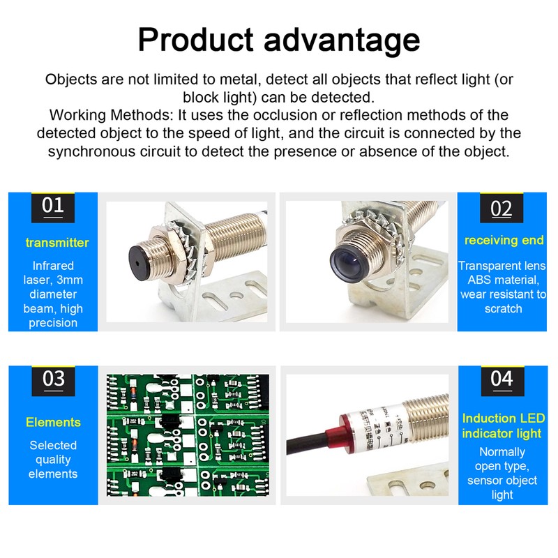 E3F-20C1 3mm Laser Beam Photoelectric Switch Trough-beam Infrared Sensors NPN