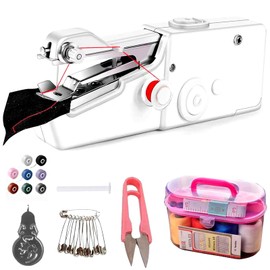 Handheld Sewing Machine, Quick Sew Portable Sewing Machine, Mini Handheld Sewing Machine, Home Sewing Machine for DIY, Fabric, Clothes, Home and Travel, White