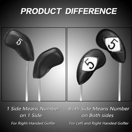 Golf Iron Premium Leather Iron and Wedge Both Side Golf Club Head Covers Set of 12 with Gitt Box,Golf Iron Headcovers Protective for Men Women (Black)