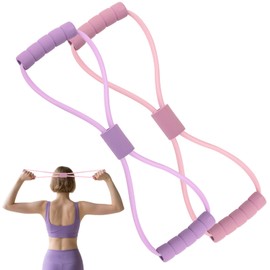 2Pcs Resistance Bands with Handles Figure 8 Stretch Bands for Women Exercise Yoga Gym Fitness Pulling Rope for Arm and Shoulder Stretch Muscle Training