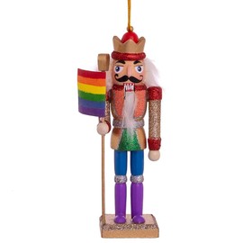 6-Inch Wooden Gay Pride Nutcracker Ornament, Multi-colored
