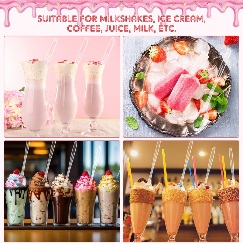 50 Pcs Extra Long Spoons for Ice Cream Floats Plastic