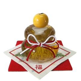 2025 New Year, New Year, Spring Decoration, Kagami Mochi, Figurine, Height Approx. 2.0 inches (5 cm), Gold Color, Glass, Glass, Yuzusha E-15