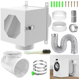 Metal Dryer Duct Lint Trap,Indoor Dryer Vent Kit with 90 Degree Dryer Vent Elbow, 4inch Vent Duct Hose & Clamps Sealing Tape Cleaning Brush Filter,Secondary Lint Trap for Electric Clothes Dryers