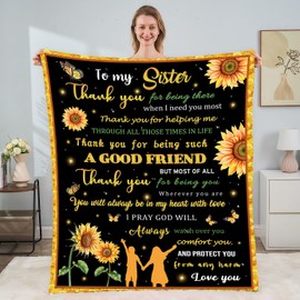 to My Sister Blankets from Brother Birthday Gifts for Sister from Brother Sunflower Blankets and Throws Ultra Soft Quilt Flannel Fleece Bed Blankets for Sister 50" 60"