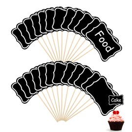 56Pcs Food Labels for Buffet, Mini Chalkboard Signs Party Food Flags, Blank Toothpick Flags for Buffets to Write on, Cocktail Sticks,Cheese Label, Party Buffet Labels for Wedding, Festival (Schwarz)