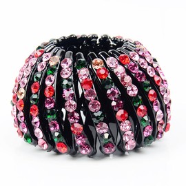 Bird Nest Hair Clips Holder, Color Rhinestone Expandable Ponytail Holder, Bun Clip Accessories for Women and Girls