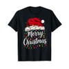 Family Matching Merry Christmas Lights Santa Hat Men Women T-Shirt