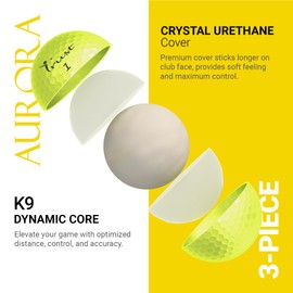 Trust Golf Ball | Aurora Bright Yellow | Soft | Distance | Straight Flight | Easy to Spot | Crystal Urethane Cover | 3-Piece | 12 Balls