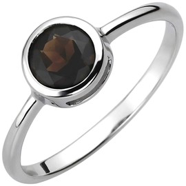 Jobo Women's 925 Silver Ring with Smoky Quartz, Silver, Quartz