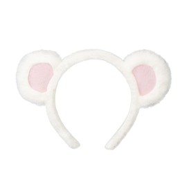 [Sucodver] Bear Ear Headband Bear Ears Headband Soft Halloween Animal Ears Cosplay Accessory (White)
