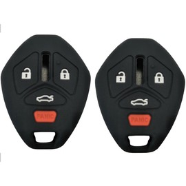 Keyless Entry Remote Key Fob Skin Cover Protective Silicone Rubber key Jacket Protector for Mitsubishi Endeavor Galant Lancer Outlander 4 Buttons (2 Black)