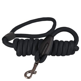 PETS&MORE | Correa de Nylon Negra para Perros Medianos | Súper Resistente y Antideslizante | Aro Ergonómico para la Muñeca | Broche de Presión Seguro | Ideal para Paseos y Entrenamientos Diarios