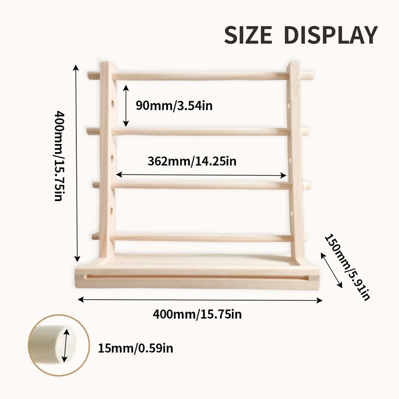 Nudaoz Wooden Craft Organizer 15.75 Inch, Ribbon Spool Holder Storage
