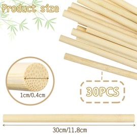 DOITEM 30 Pack Unfinished Natural Wood Dowel Rods Hardwood Sticks for Crafts and DIY (300mm x 10mm)