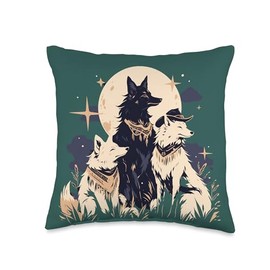 Fox Howling at the Moon Retro Cowboy Vintage Cute Funny Throw Pillow