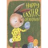Designer Greetings Bunny in Yellow Shirt Painting Shimmering Egg with