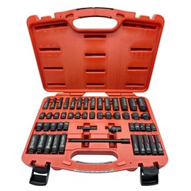 51Piece 1/4" Drive Impact Socket Set, Deep & Shallow Socket Set Standard SAE (3/16 to 9/16 inch) and Metric (4-15mm) Size, 6 Point, CR-MO