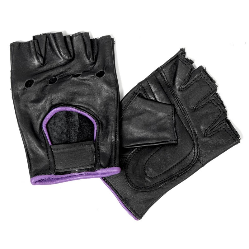 Hot Leathers womens Motorcycle cold weather gloves, Black/Purple, Large