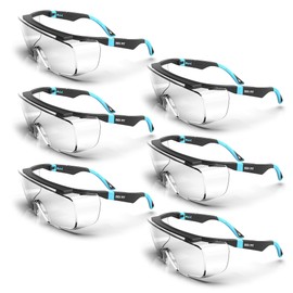 DEX FIT Safety Goggles SG210 OTG Clear Vision Anti-Fog Lens Heavy Duty Adjustable Non-Slip Temples UV Protection