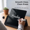 TOWON Glass Desktop Whiteboard with Wood Stand, Foldable, Black Square