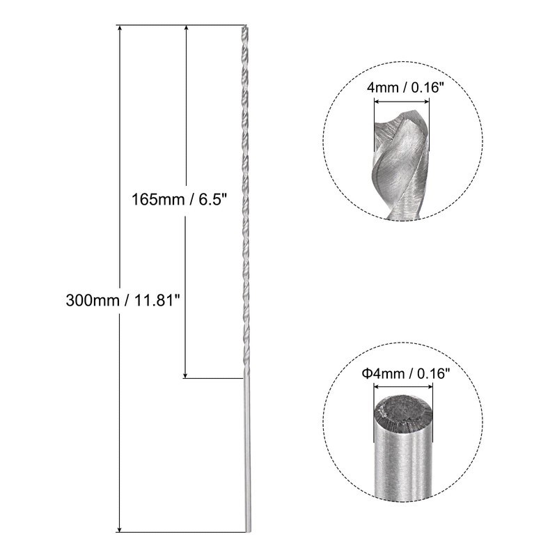sourcing map Spiral Drill Bit High-Speed Steel Extra Long Replacement