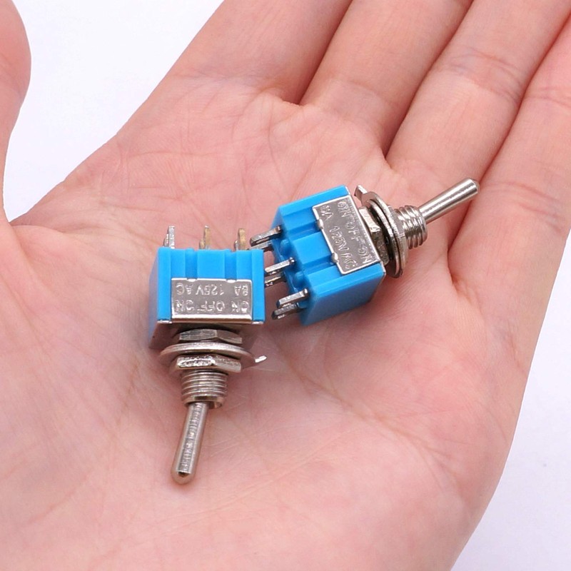 Taiss / 10 pieces blue mini toggle switch AC 125