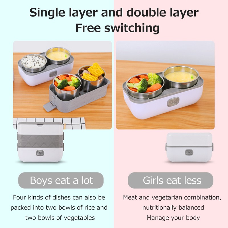 Electric Lunch Box Pluggable Heating Single / Double Layer Insulation