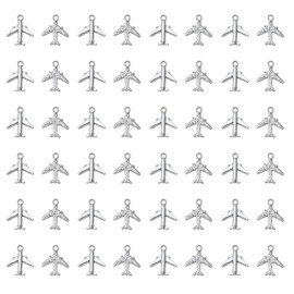 Ruwado 50 Pcs Airplane Jewelry Making Kits Small 1.6 x 1.5 cm Cute Metal Aircraft Accessories for DIY Crafting Necklace Bracelets Earring Jewelry Finding Supplies (Silver)