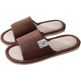 Cotton Slippers Winter Indoor Home Linen Comfortable Slippers, Slip-Toe Soft and Comfortable Memory Foam Non-Slip Couple Slippers, Suitable for Indoor or Outdoor in All Seasons, Hotels