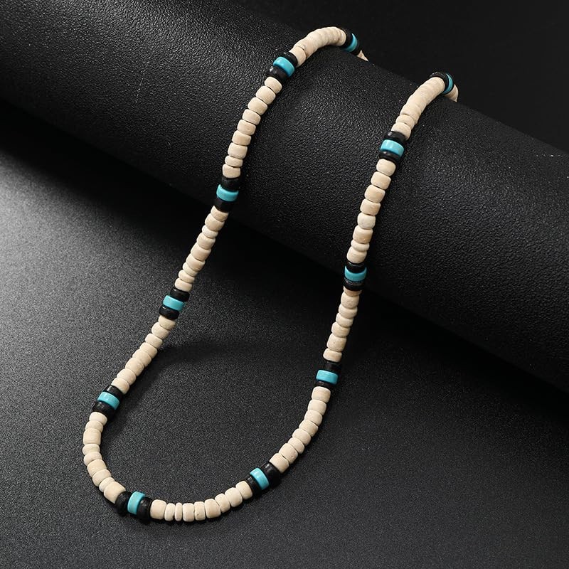 Fuqimanman2020 Puka Shell Necklace Summer Beach Surfer Seashell Necklace White+Black