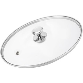 13.5 Inch Glass & Stainless Steel Lid with Steam Vent, Universal lid for Pots, Pans, Skillets and Woks, Large Covers Replacement of 34cm, Fits Pots With Inner dia 13.2-13.6 Inches