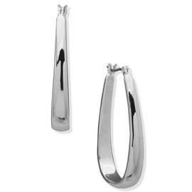 ANNE KLEIN Women's Silver Hoop Pierced Earring Featuring Smooth Polished Elongated Design