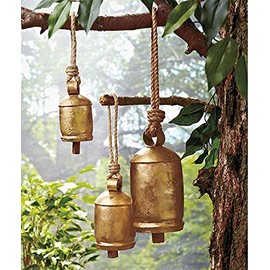 The Lakeside Collection Set of 3 Chime Bells: Zen/Classic Iron Chimes Small 9.25" x 2.55" Medium 12.5" x 3.5" Large 16.5" x 3.75"