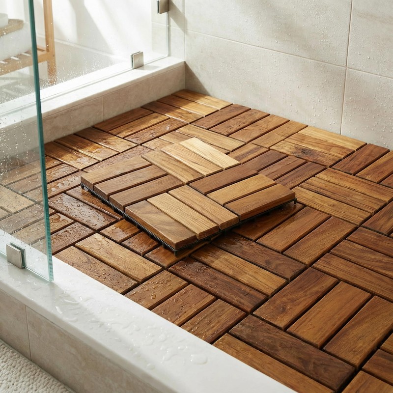 Bare Decor EZ Teak Flooring 12 Slat, Brown, 1 Sample