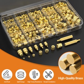 Preciva Threaded Inserts Set, 300Pcs Heat Set Inserts with M2 M3 M4 M5 M6 M8 Insert-Tip, 100W Digital Soldering Iron, Holder and Tweezer, for 3D Printer Parts or Plastic Parts