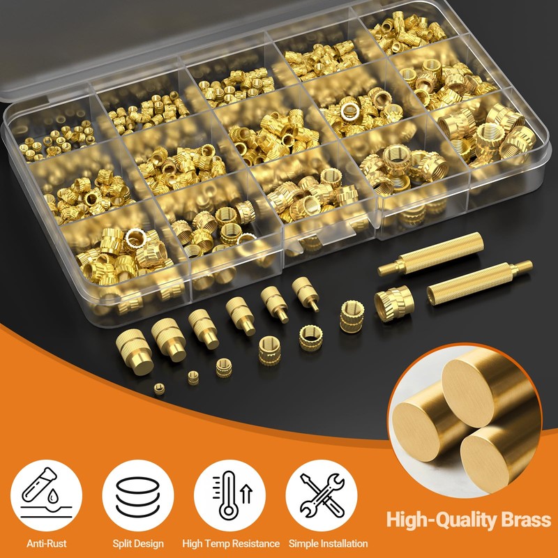 Preciva Threaded Inserts Set, 300Pcs Heat Set Inserts with M2