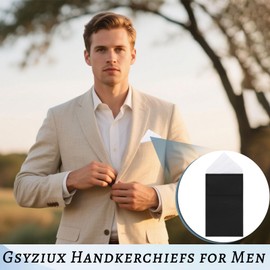 Gsyziux Pocket Square for Men, Solid Color Handkerchief, Pre-Folded Men's Handkerchiefs on Card for Wedding Banque (White)