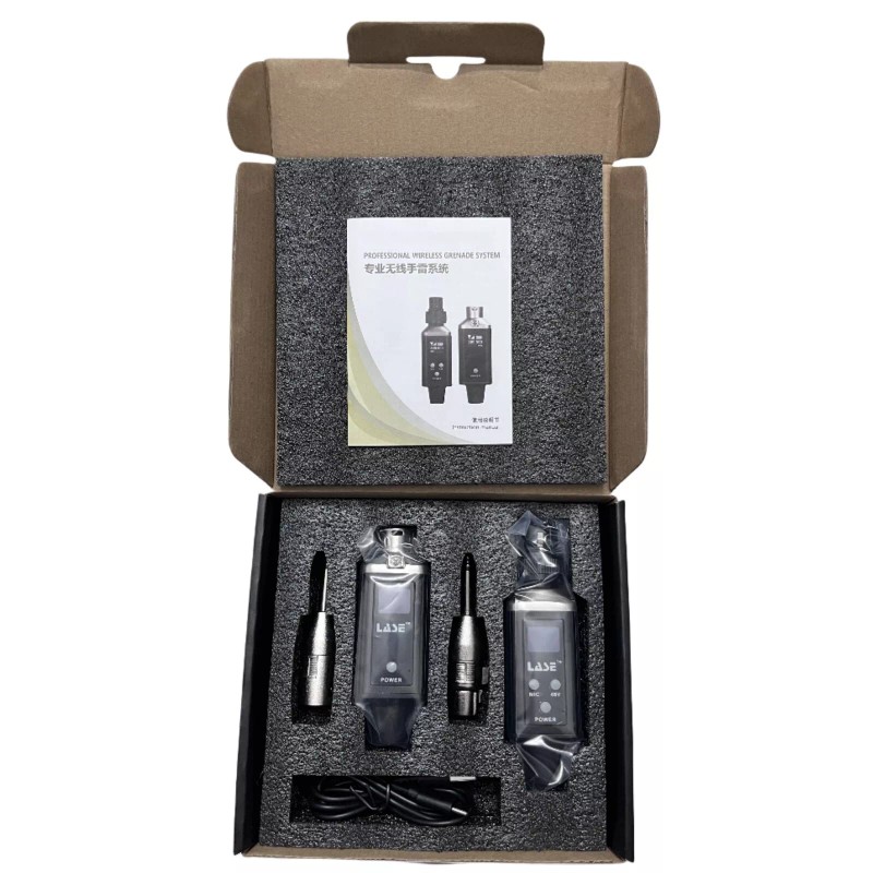 LASE UHF Wireless Microphone System XLR Mic Adapter 48V Transmitter